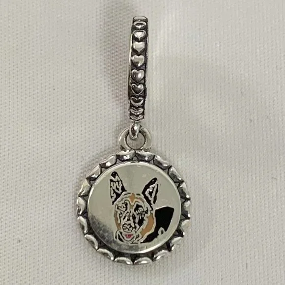 Rare Pandora German Shepherd Love GSD Dangle Charm, S925 Silver Jewelry - Picture 1 of 4